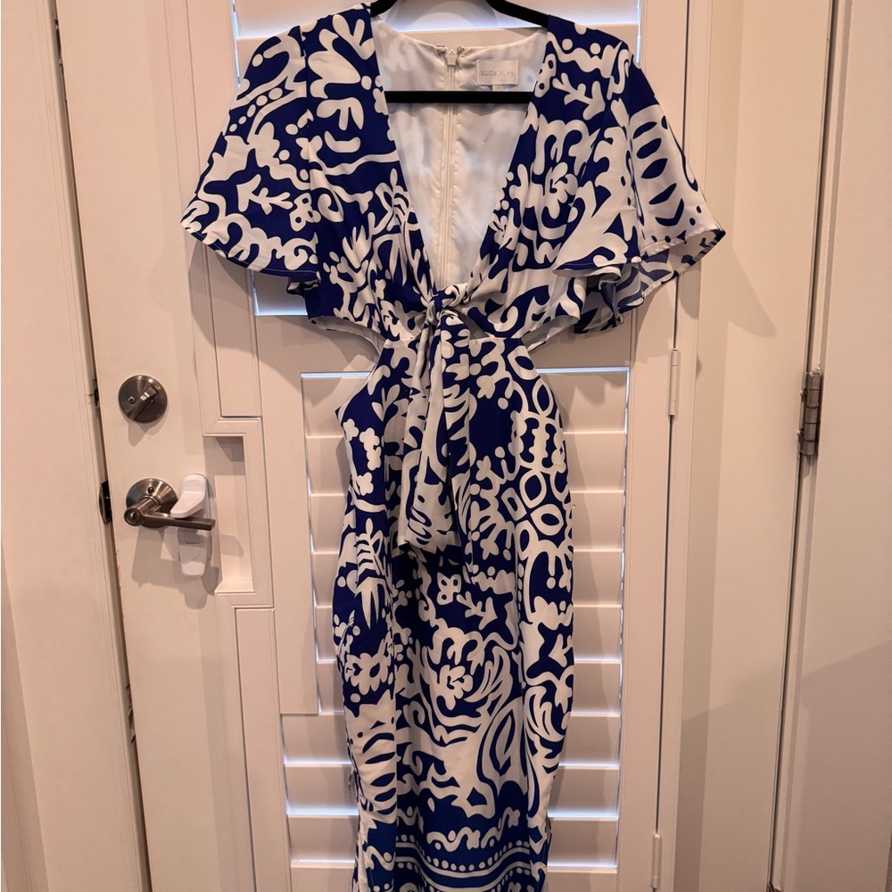 Sugarlips Blue and White Floral Maxi Dress